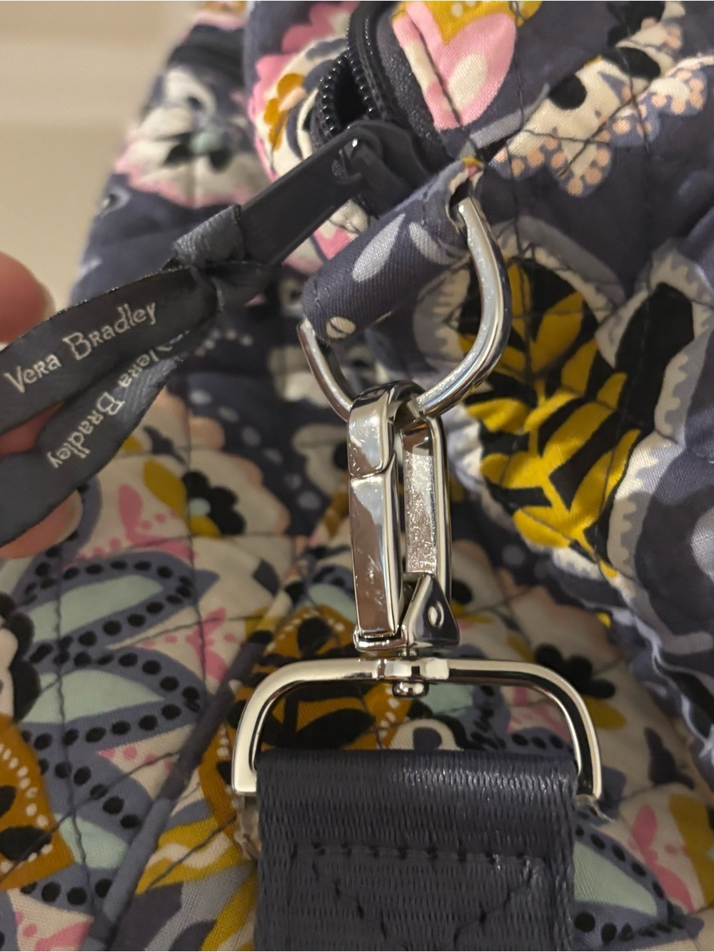 Vera Bradley Quilted Floral Duffle Weekender Bag in Navy - Picture 6 of 11